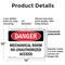 Signmission Mechanical Room No Unauthorized Access Danger Sign, Plastic, 14in W x 10in L, 2PK OS-2PACK-DS-P-1014-L-1675 - alternate 8